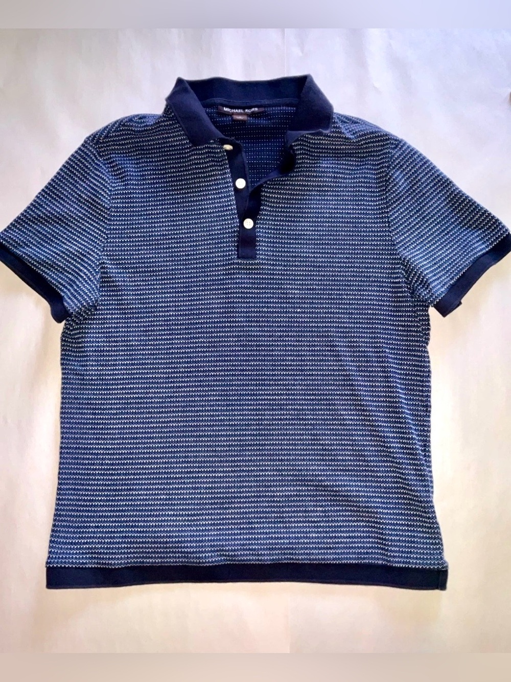 Michael Kors Men’s Blue Pattern Polo Shirt Size M Short Sleeve